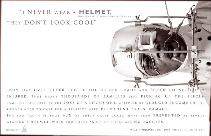 Социальная рекламная кампания о мерах безопасности при езде «Я никогда не ношу шлем».